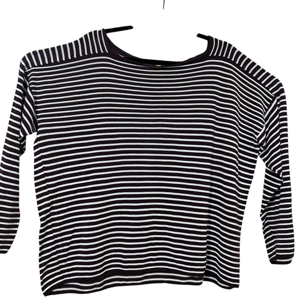 Eileen Fisher Brown and White Striped Long Sleeve Top Size 4X